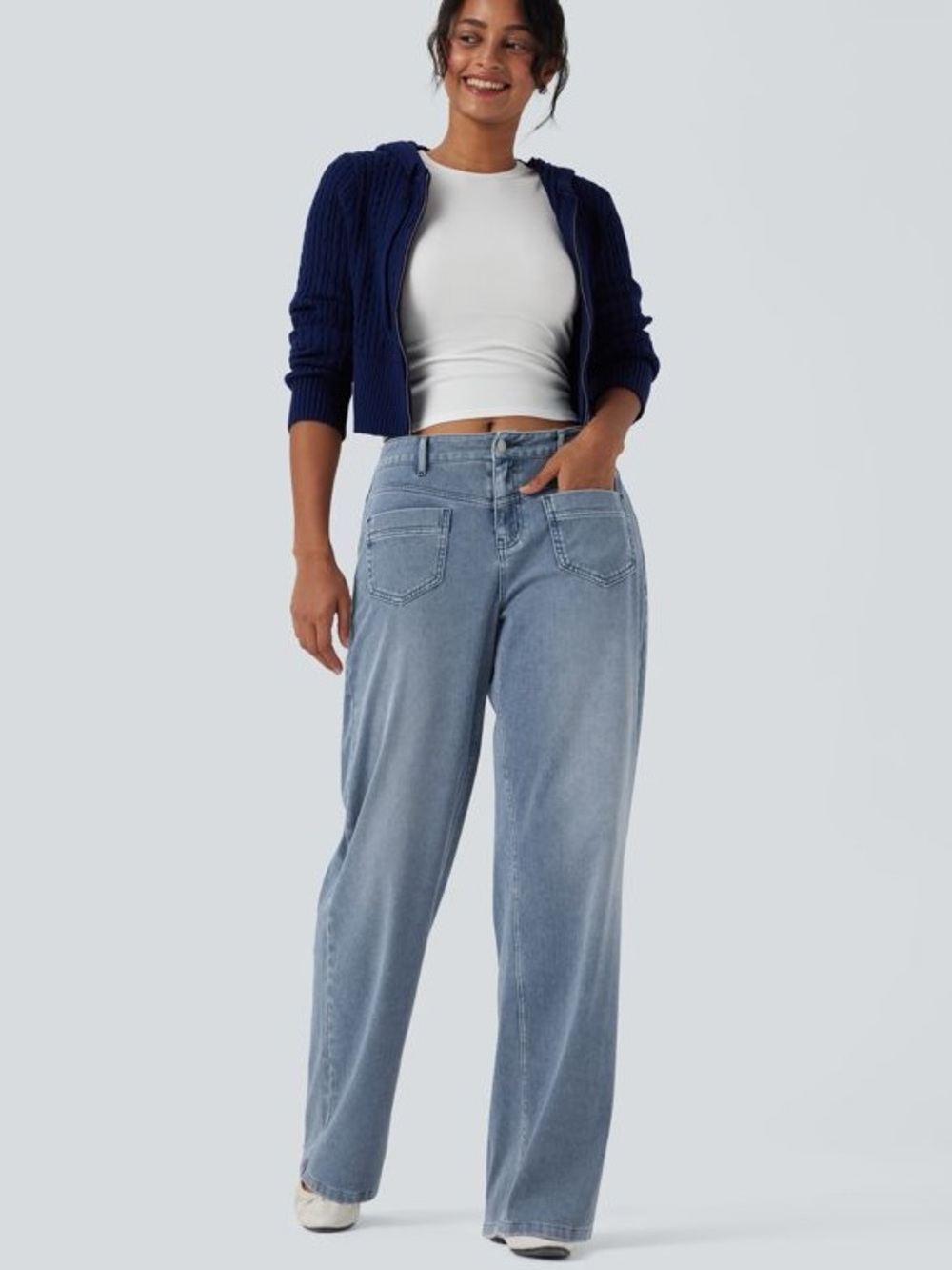 HALARA Flex High Rise Light Blue Denim Jean Sz XL Lightweight Soft Like Leggings